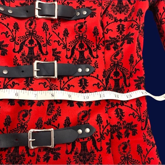 Gothic Medieval Vampire Sultry Blood Red Corset Jacket w Hood Cosplay Kawaii S - Picture 3 of 7